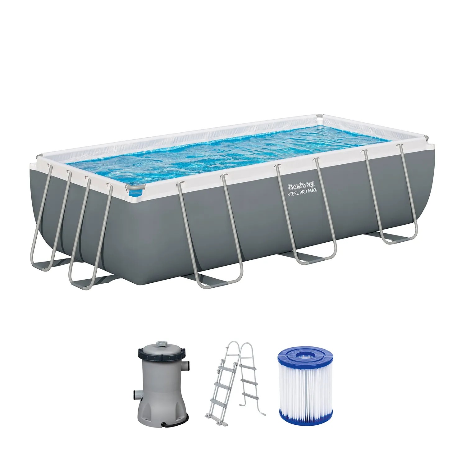 E-shop Bestway Bazén Steel Pro Max Frame Set s čerpadlom, sivá, 404 x 201 x 100 cm