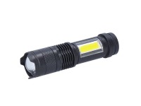 Solight LED svietidlo vreckové nabíjacie, 100 lm + 70 lm, zoom, USB, čierna