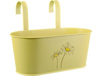 Závesný truhlík lakovaný s potlačou, žltý, zinkový, 14 x 33 x 16 cm