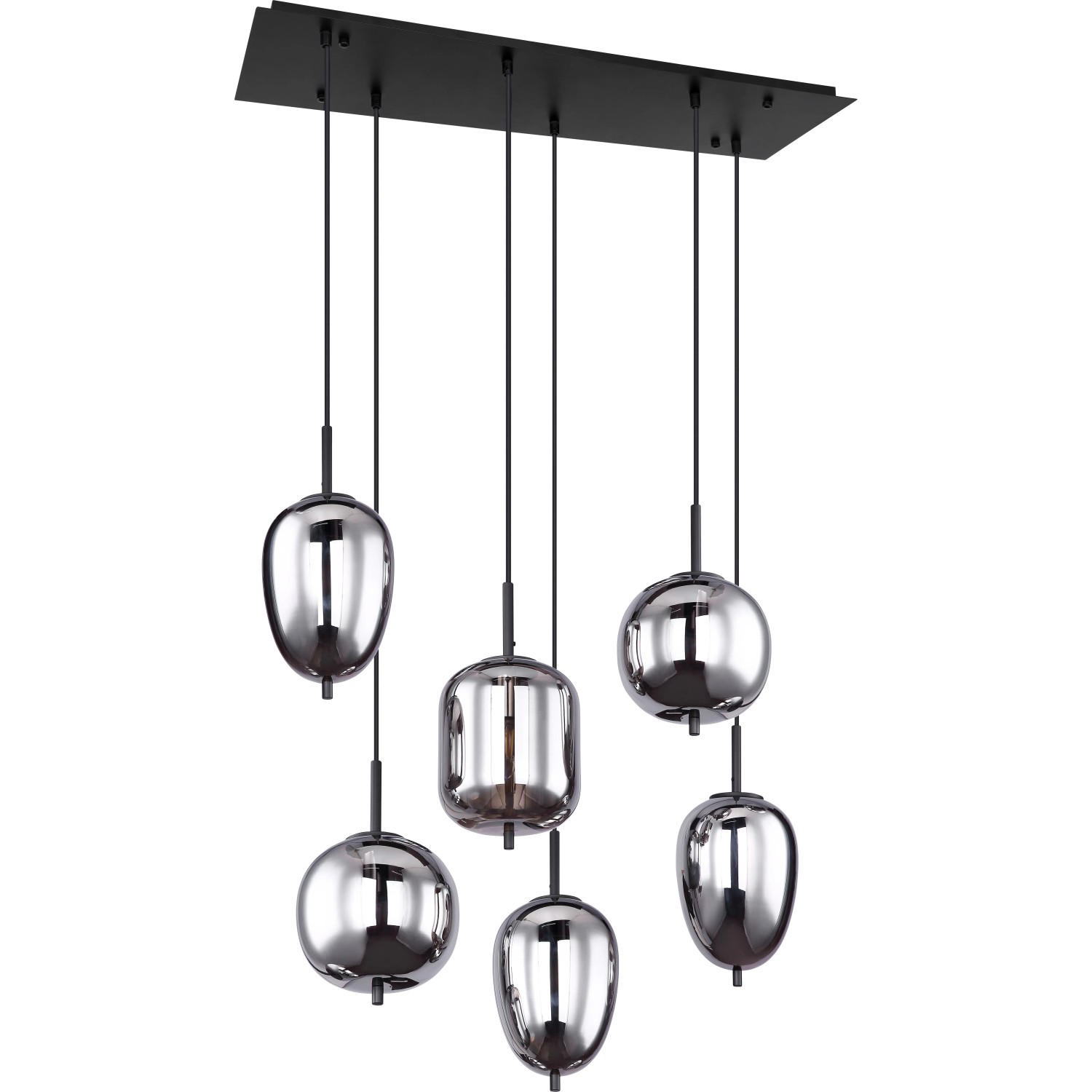 E-shop GLOBO Závesné svietidlo BLACKY čierna/dymová E14 40 W 800 x 340 x 1200 mm