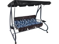 Hollywoodska hojdačka Talca 3miestna, motív kvetov antracit/modrá, 124x204x170cm