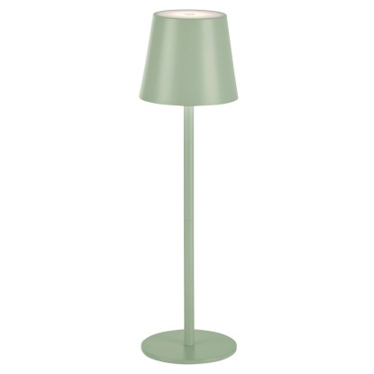 Zelená LED akumulátorová stolná lampa Just Light Euria, výška 37 cm, pre vnútorné aj vonkajšie použitie.