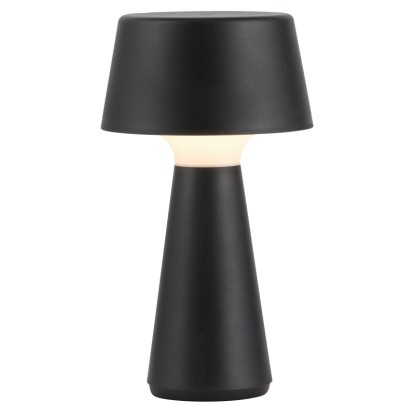 Just Light. Nabíjacia stolná LED lampa Abera IP54 čierna pr. 16 x 28,9 cm