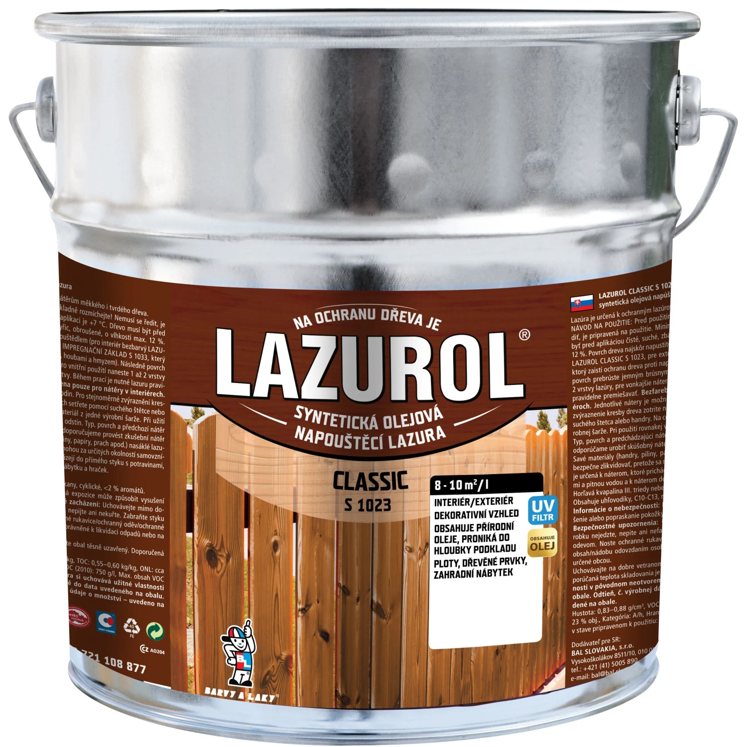E-shop LAZUROL Lazúra na drevo CLASSIC S1023, 0022 palisander 9 l