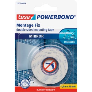 Tesa Powerbond Montážna páska Mirror, 1,5 m x 19 mm, na montáž zrkadiel vo vlhkých priestoroch.