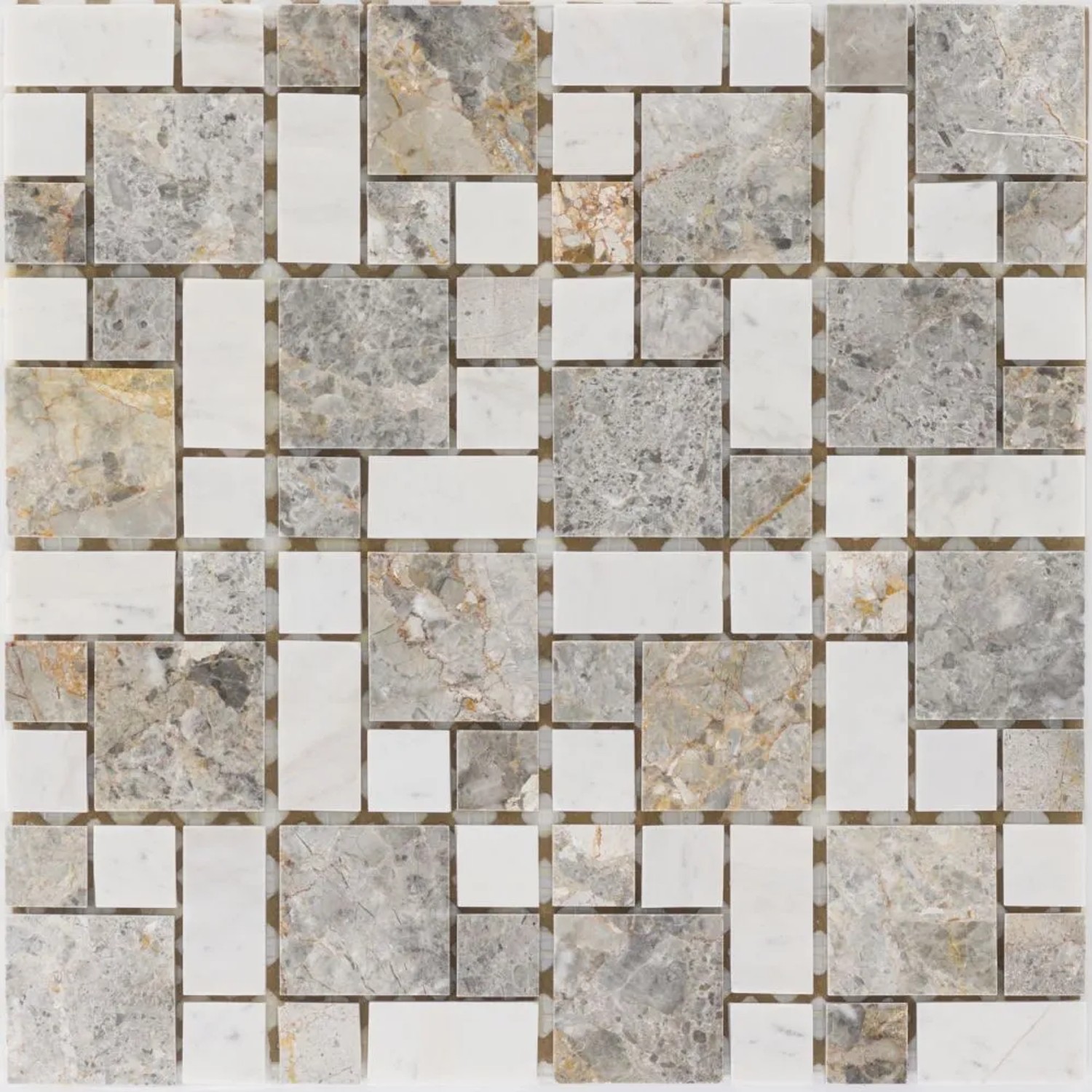 E-shop Euro Stone Kamenná mozaika Marmor Gold Vein Milky White Multiformat 30,5x30,5 cm