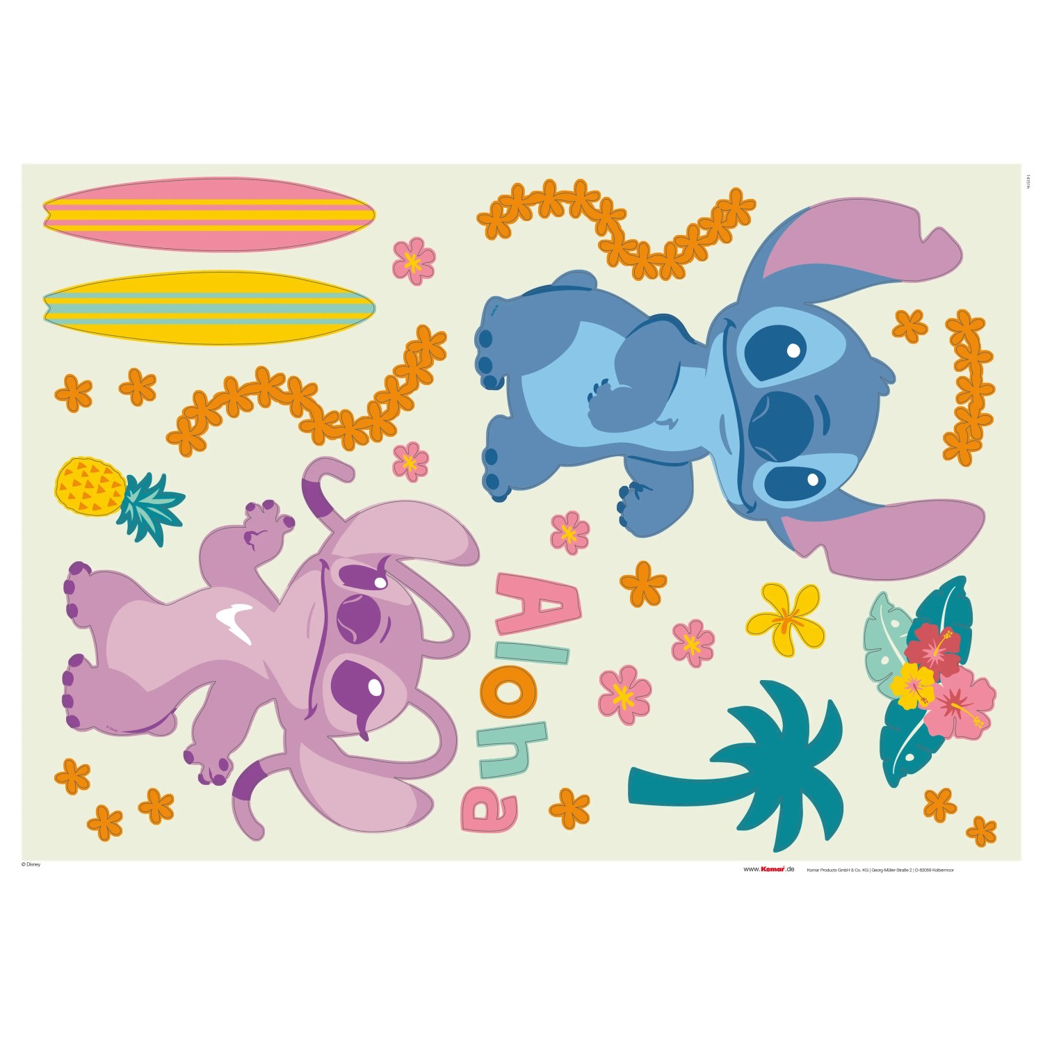 E-shop Komar Samolepka na stenu Stitch Aloha 50 x 70 cm, 31dielna
