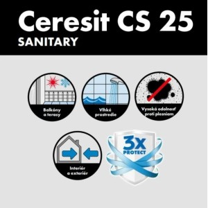 CERESIT CS 25 Sanitárny silikón 01 Biela 280 ml