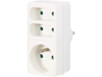 Rozbočovacia zásuvka 2x plochá + 1x guľatá, biela Rozbočovacia zásuvka 2x plochá + 1x guľatá, biela