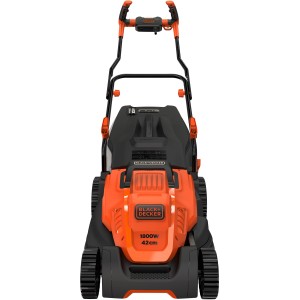 Elektrická kosačka Black+Decker BEMW481BH, 1800 W, šírka záberu 42 cm, oranžová/čierna.