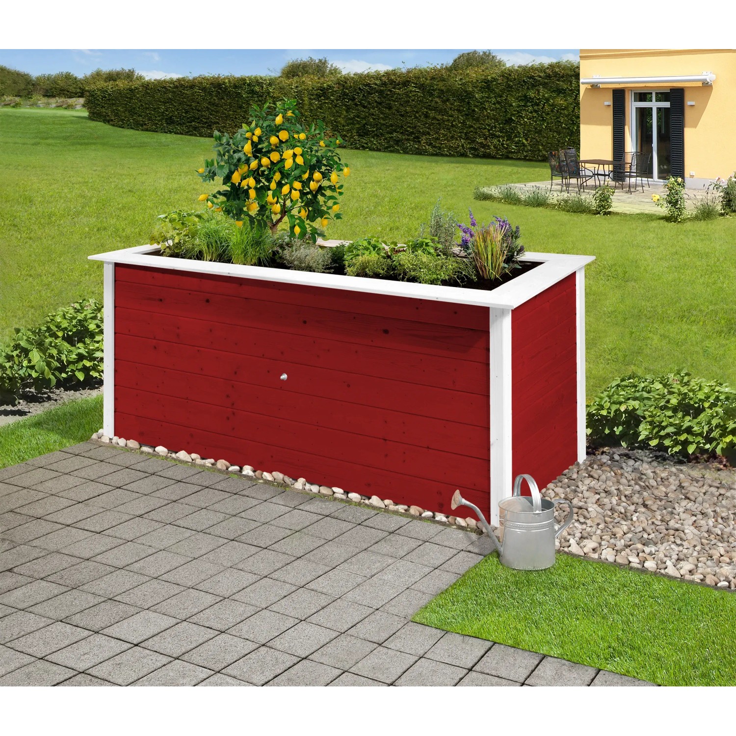 E-shop Weka Vyvýšený záhon Herba, švédska červená/biela 205 x 80 x 81 cm