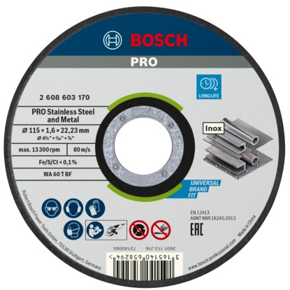 Bosch Rezací kotúč PRO Stainless Steel and Metal 115 x 1,6 x 22,23 mm