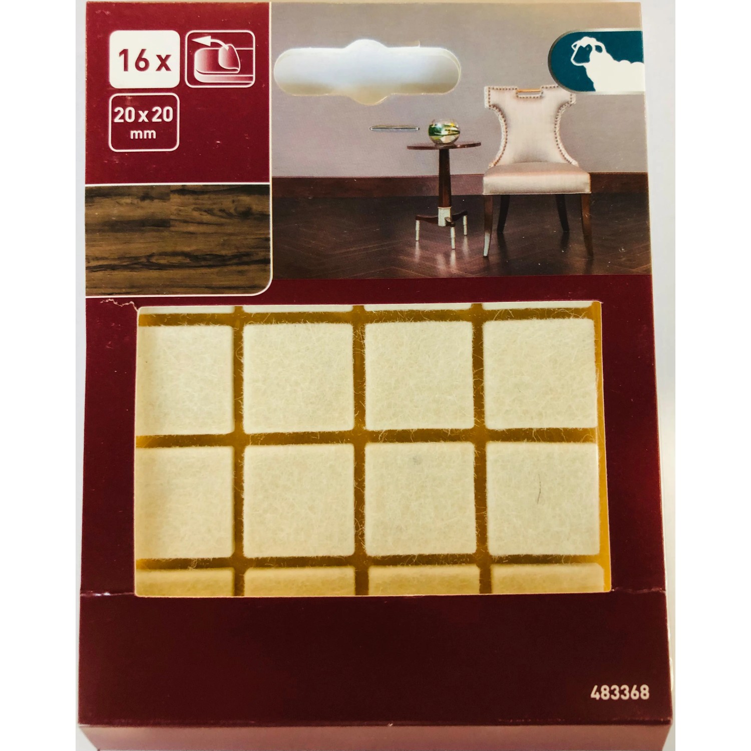 E-shop OBI Samolepiace plstené podložky Prémium 20 x 20 mm, 16 ks