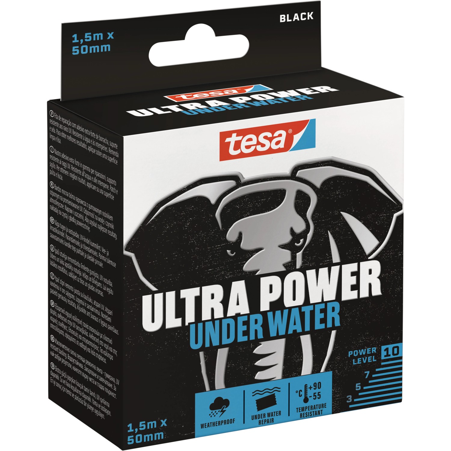 E-shop tesa Opravná páska Ultra Power UNDER WATER, čierna, 1,5 m x 50 mm