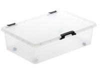 Úložný box s vekom na kolieskach priesvitný, 24 l, 60 x 40 x 16 cm