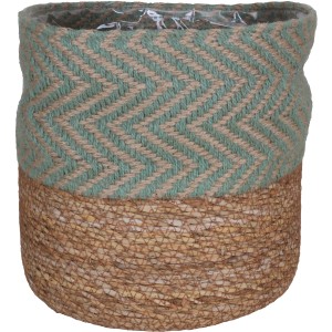 A.H.G. kvetináč z morskej trávy/juty, Ø 16 cm, šalviovo prírodný, valcový, boho štýl.