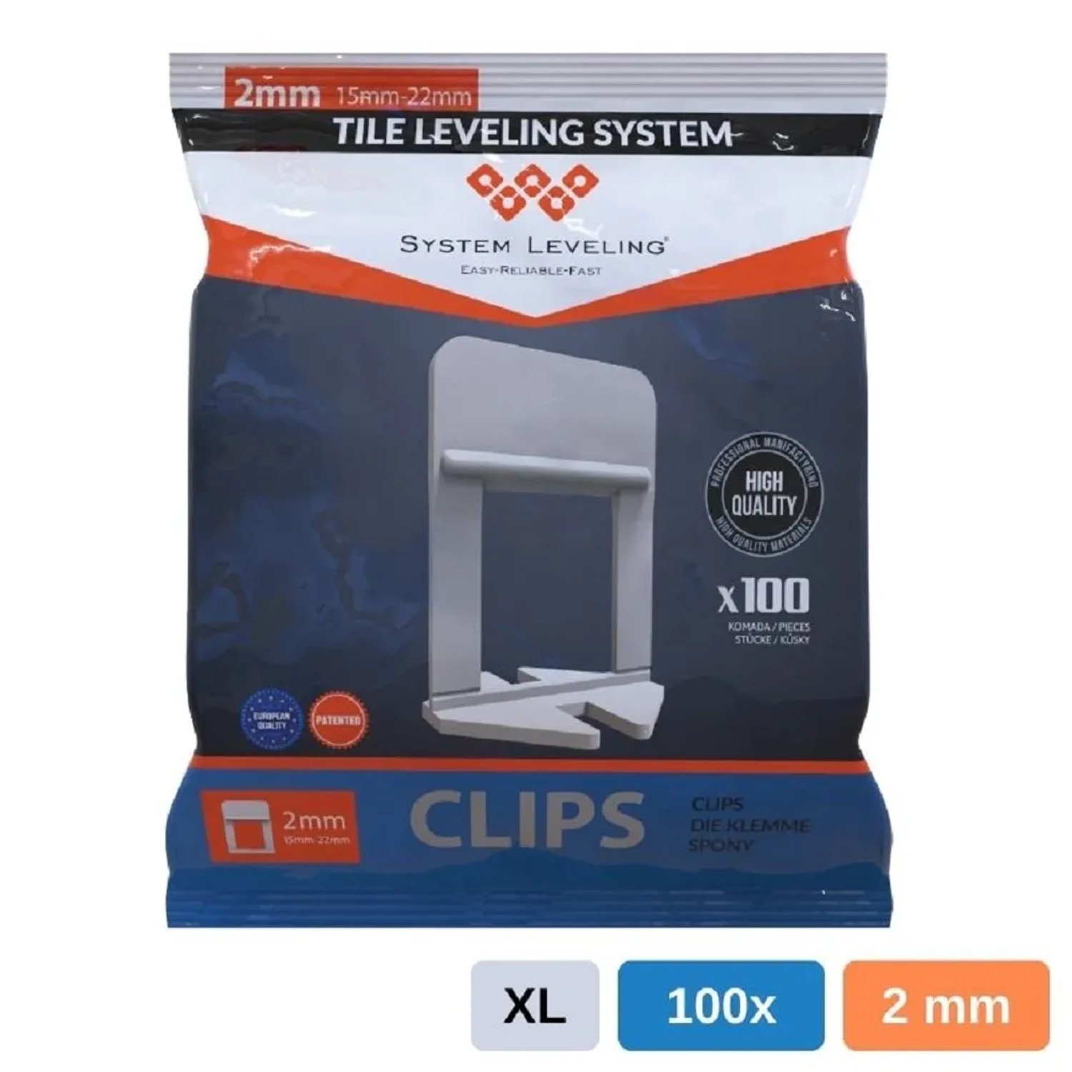 E-shop System Leveling Spona pre škáru 2,0 mm (15-22mm), 100 ks