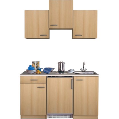 Flex-Well Classic Nano 150 cm kuchynská linka v prevedení buk s drezom a varnou doskou.
