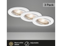 Briloner Vstavané LED svietidlo biele, 3-dielna súprava, (V x pr.): 70 x 86 mm