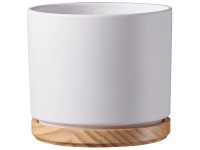 Scheurich Kvetináč s drevenou podmiskou 799, matná biela, pr. 13 cm