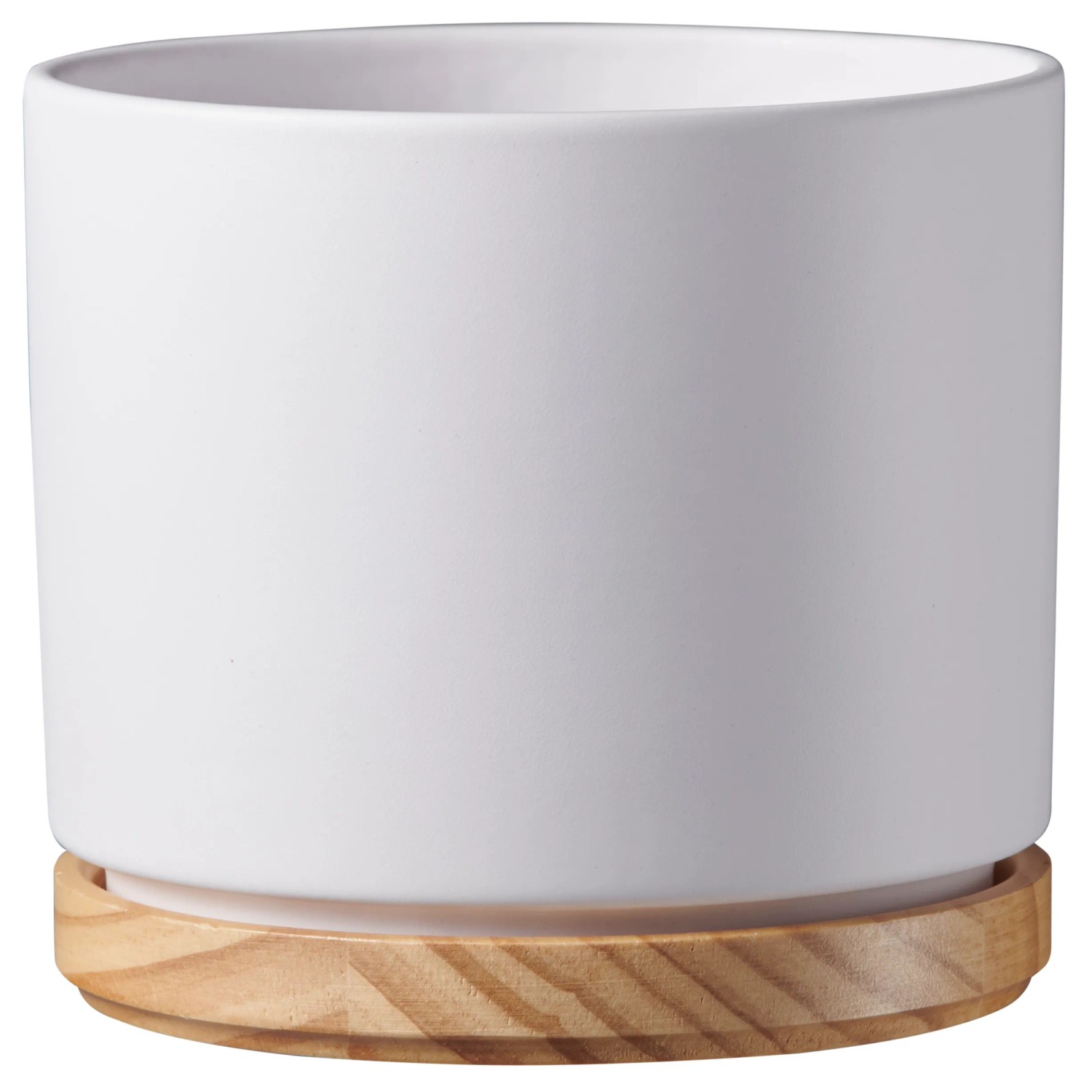 E-shop Scheurich Kvetináč s drevenou podmiskou 799, matná biela, pr. 13 cm