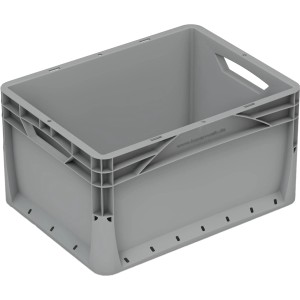 Sivý box Eurobox-System (40x30x22cm) s plnou stenou. Úložný box na skladovanie a prepravu.