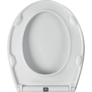 Biele WC sedadlo baliv Coventry Deluxe s pomalým zatváraním, z duroplastu s lesklým povrchom.