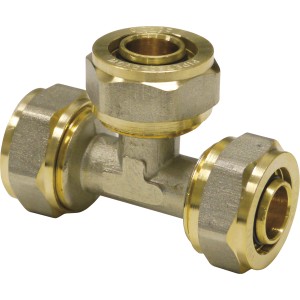 PIPETEC Skrutkový T-kus 16-20 mm, mosadzná zverná tvarovka pre inštaláciu vody, kúrenia.