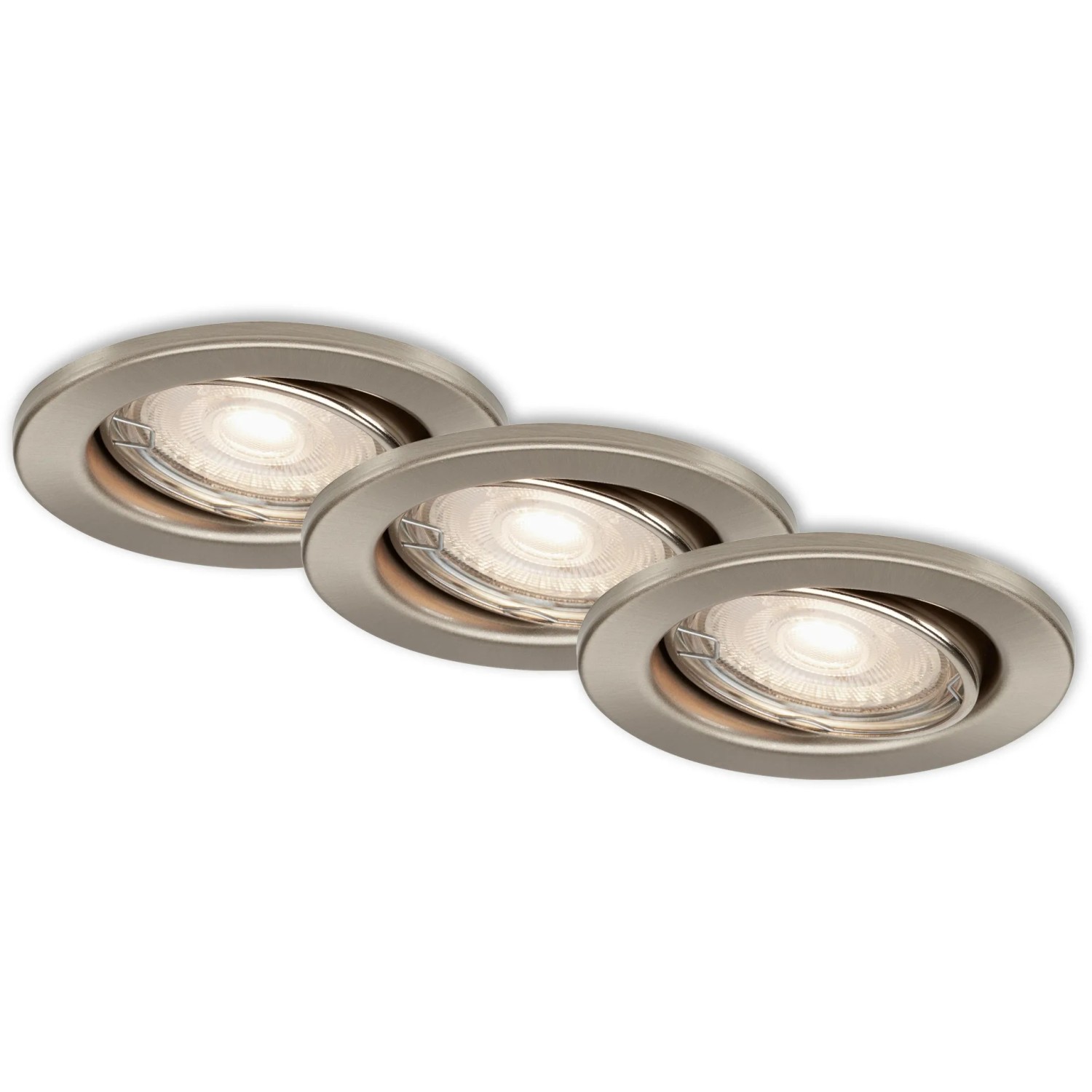 E-shop BRILONER Vstavané LED svietidlo matný nikel, GU10 5W 460lm 3000K pr. 86x70mm 3ks