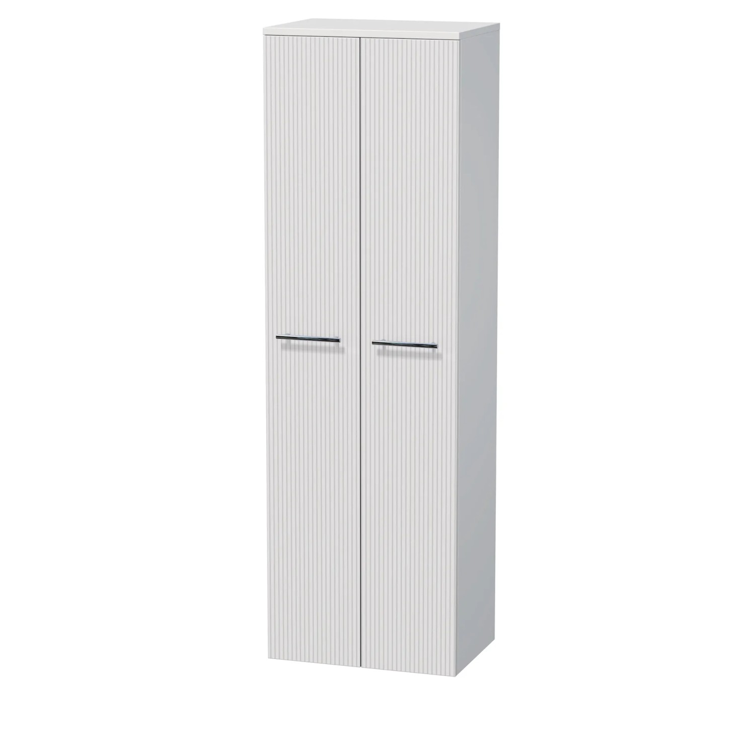 E-shop INTEDOOR Vysoká skriňa BEE, úchyt chróm, 2 dvere, š. 50 cm, biela 3D pruhy