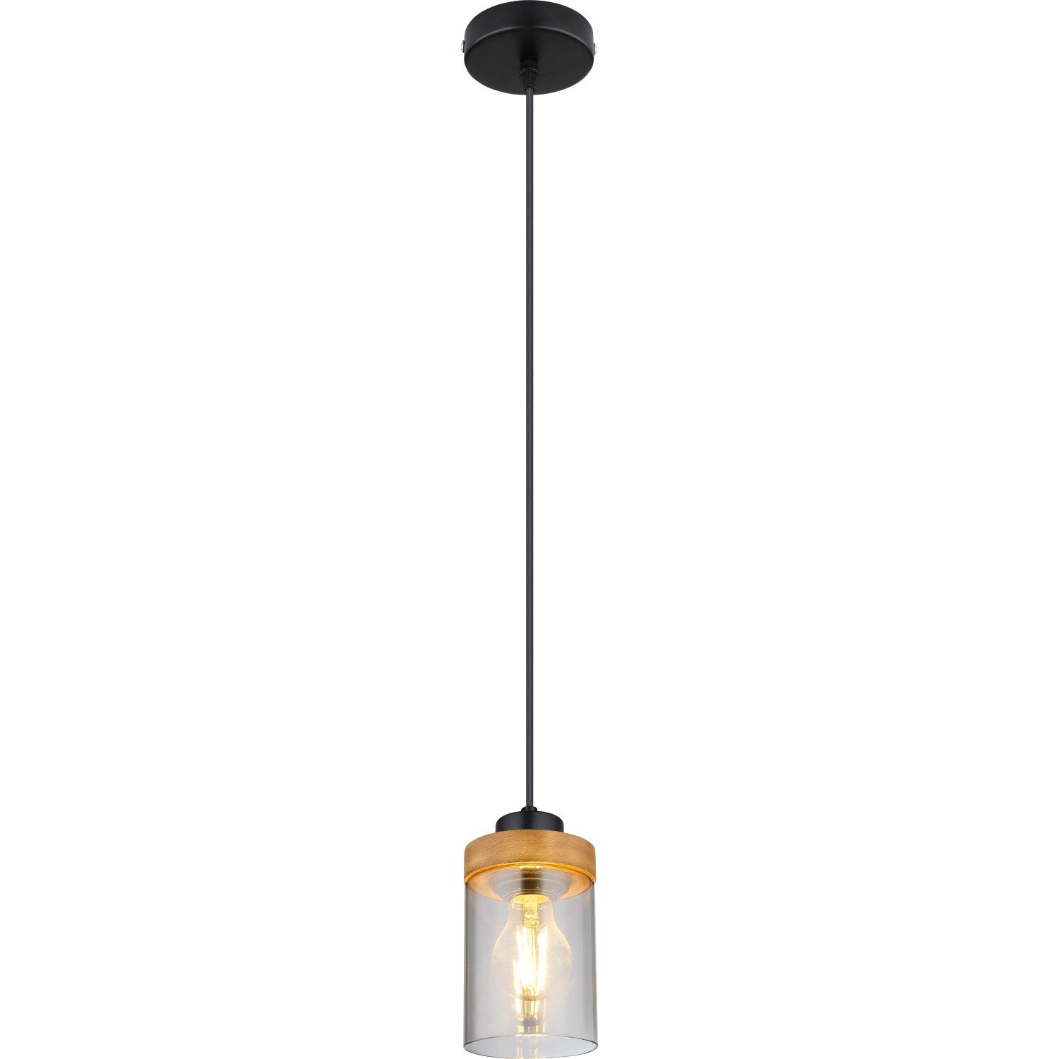 E-shop GLOBO Závesné svietidlo FINCA čierna/dymová E27 40 W pr. 100 x 1500 mm