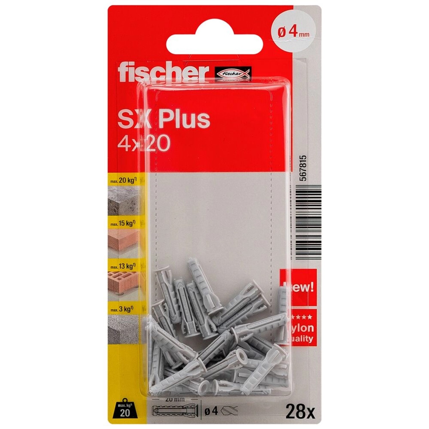 E-shop Fischer Rozperná hmoždinka SX Plus, 4 x 20 mm, 28 ks (blister)