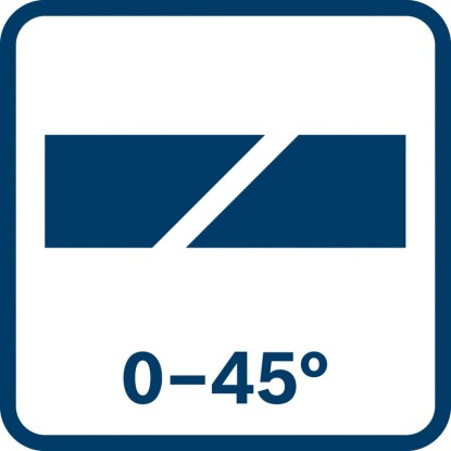Symbol úkosového rezu 0-45° pre pokosovú pílu Bosch.
