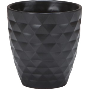 Antracitový kvetináč na orchidey Scheurich 632, Ø 12 cm, s geometrickým reliéfom.