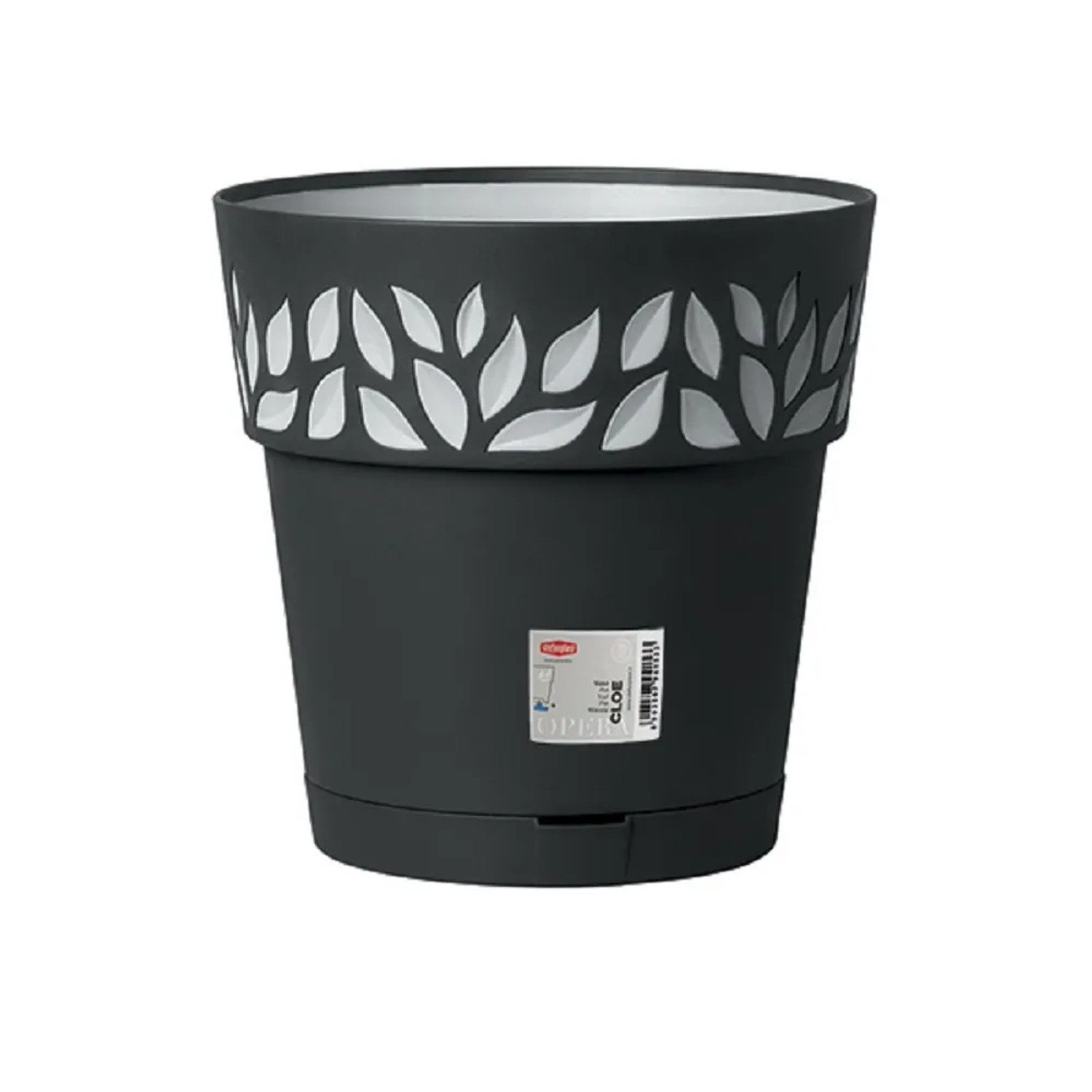 E-shop Stefanplast Samozavlažovací kvetináč OPERA CLOE, grafitová, pr. 25 x 25 cm