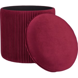 Vínová taburetka Blush Bordeaux s úložným priestorom, MDF, Ø 40 cm.