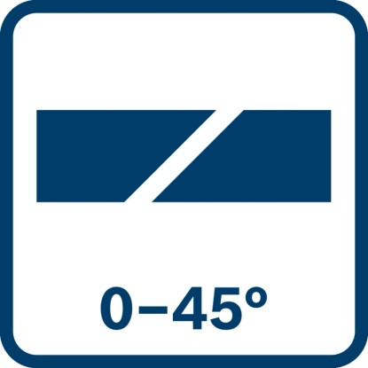 Symbol úkosového rezu 0-45° pre formátovacie, kapovacie a pokosové píly.