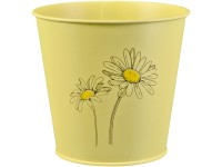 Kvetináč na bylinky lakované s potlačou, žlté, zinkový, 14,6 x 16 cm