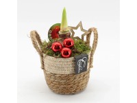 Aranžmán hvezdníka (Hippeastrum hybride) v košíku, rôzne druhy, pr. 14 cm