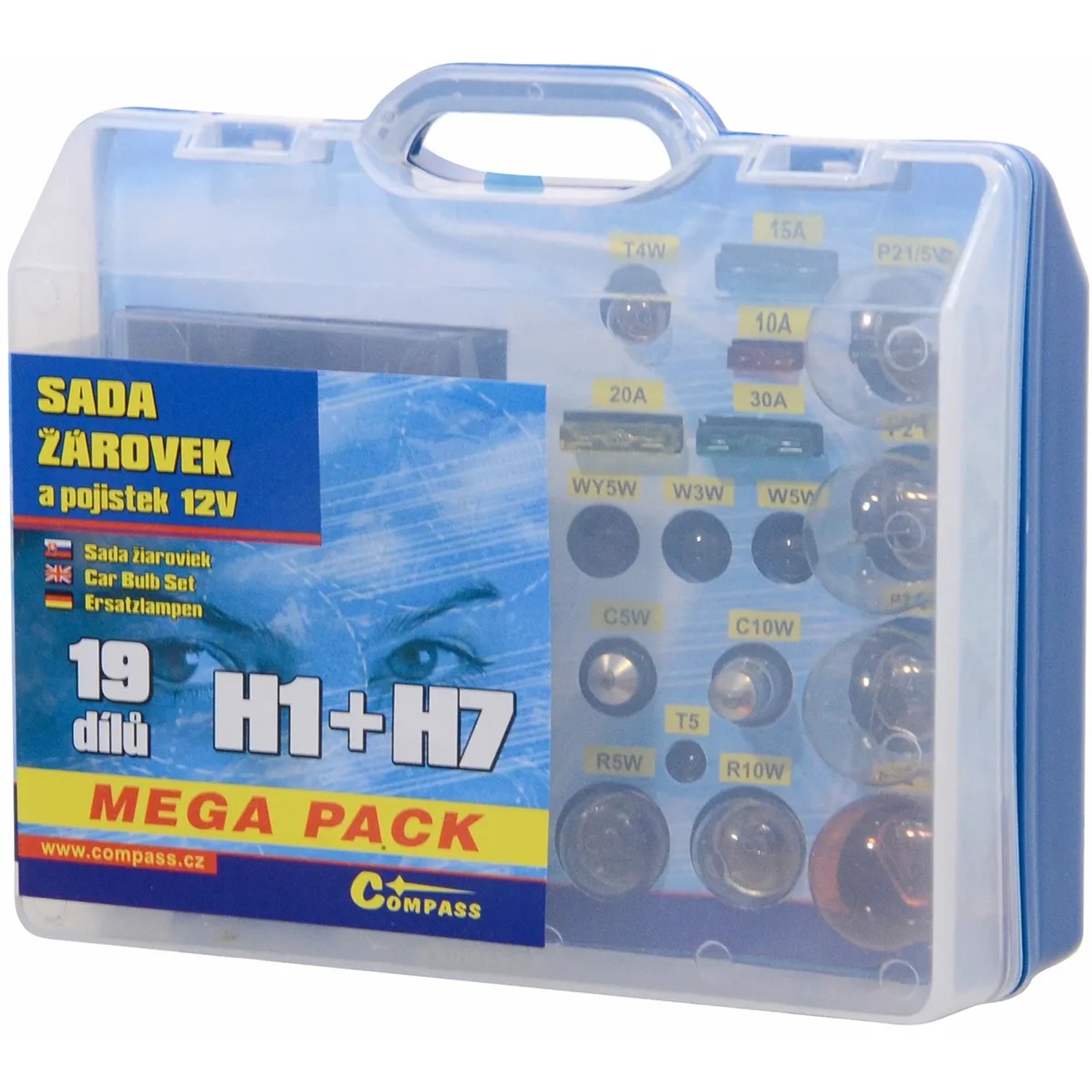 E-shop COMPASS Autožiarovky 12 V servisný box Mega H1 + H7
