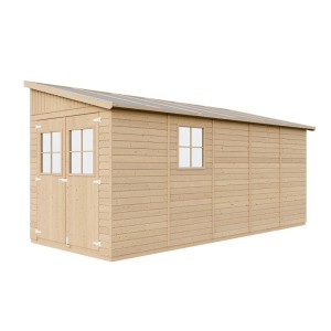 Drevený záhradný domček Timbela M341, 10 m², bez bočnej steny a podlahy.