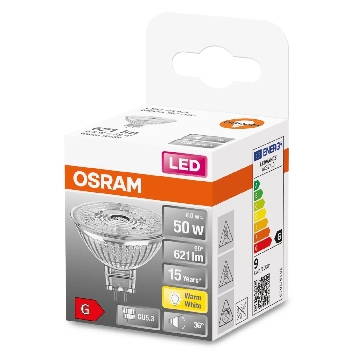 E-shop OSRAM LED žiarovka MR16 50 36 8 W GU5,3 2700 K teplá biela