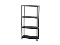 Igotrend Plastový regál čierny, 4 police, 140 x 80 x 30 cm