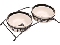 Jollypaw Súprava misiek 2 x 0,6 l/priemer 15 cm bielo-čierna