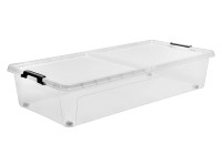 Úložný box s vekom na kolieskach priesvitný, 78 x 38 x 17 cm