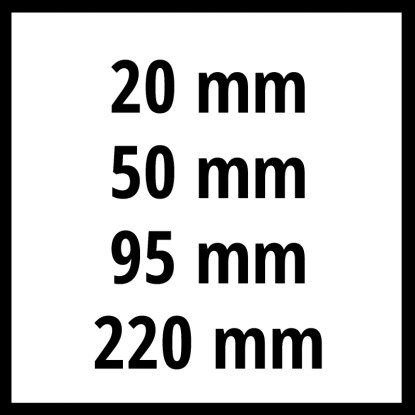 Vzduchová pištoľ Einhell: Dĺžky trysiek 20, 50, 95, 220 mm pre príslušenstvo ku kompresoru.