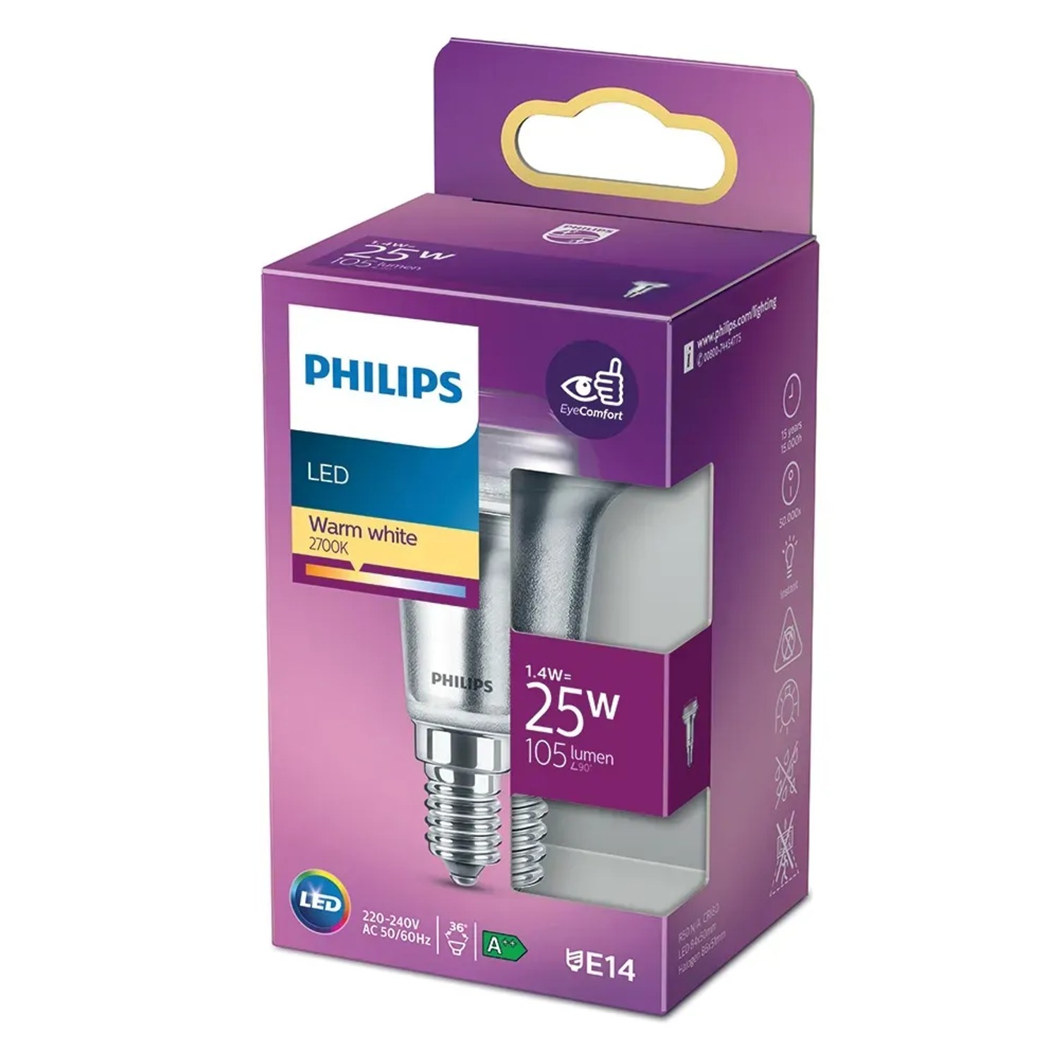 E-shop Philips Classic LED žiarovka E14, 1,4 W, 105 lm, 2700 K