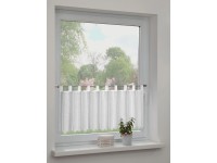 Sehlbach Vitrážová záclona s pútkami, Shiny Border, biela, 135 x 45 cm