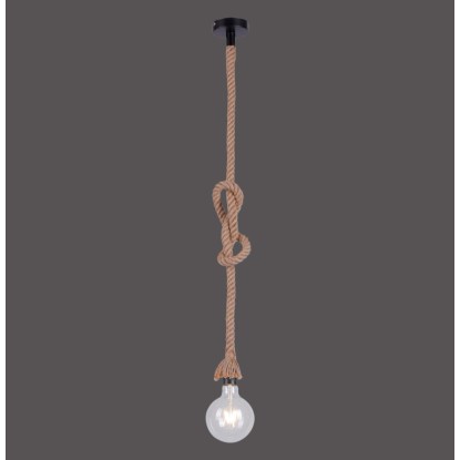 Just Light. Závesné svietidlo Rope 1-bod., prírodná/čierna, pr. 10 x 120 cm