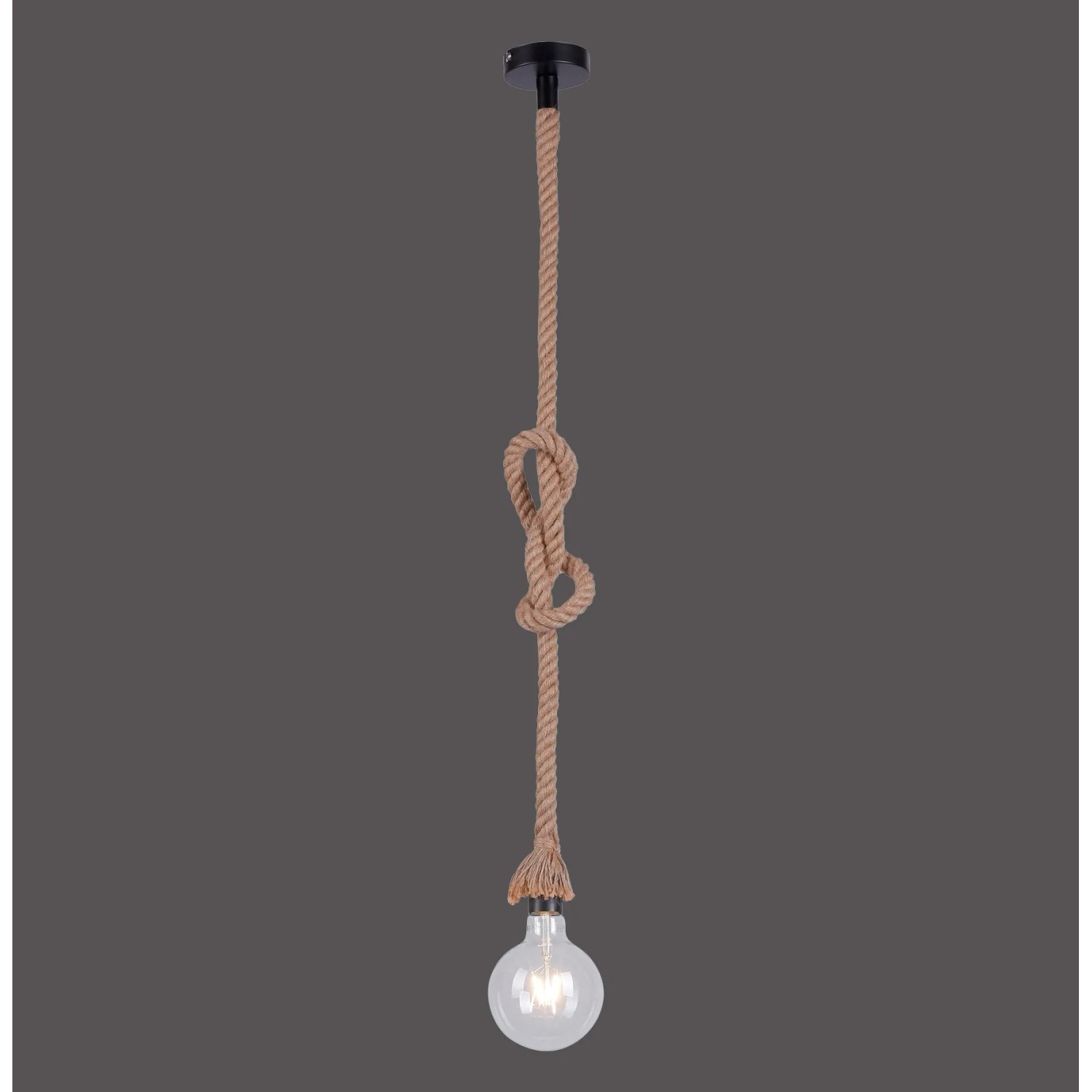 E-shop Just Light. Závesné svietidlo Rope 1-bod., prírodná/čierna, pr. 10 x 120 cm